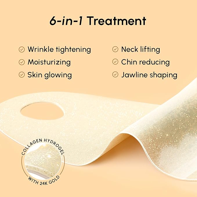 MAREE V Line Lifting Mask with 24K Gold – Deep Collagen Face Mask for Women – Jawline Shaper Mask with Retinol & Hyaluronic Acid – Neck Tightening & Firming – Double Chin Strap for Face Lift