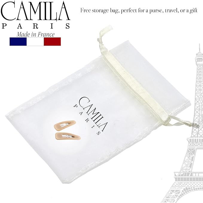 Camila Paris CP3056 French Hair Barrettes Clips, Snap Hair Slides Clic Clac for Women, Styling Girls Side Slide-in Metal Snap Pin Hair Accessories for Women. Strong Hold, No Slip Grip, Made in France