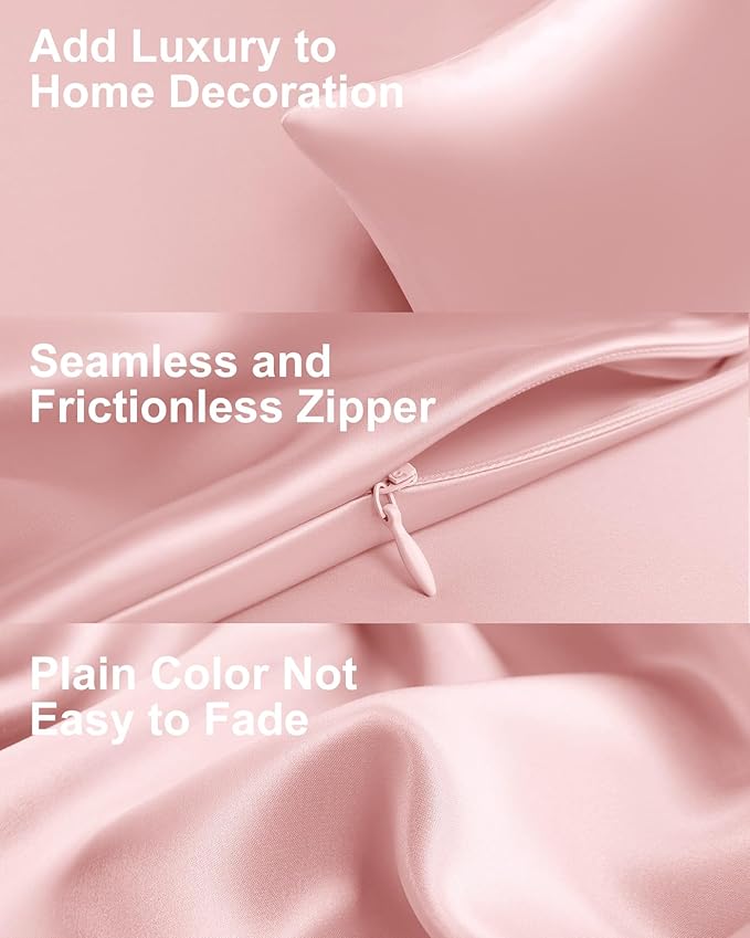 THXSILK Mulberry Silk Pillowcase Hypoallergenic Zipper Pillow Case - Highest Grade 6A+ 100% Pure Mulberry Real Silk Pillowcase, 1PC (Light Pink, Queen Size 20"x30")