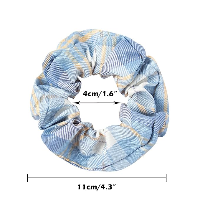 Colorful Plaid Bandana Scrunchies - 6PCS Hair Ties for Women (Assorted Patterns)