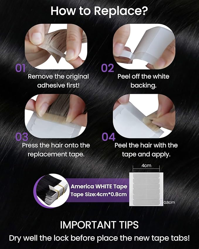 LaaVoo Tape in Hair Extensions Human Hair Jet Black Hair Extensions Tape in Real Hair Tape on Extensions Soft Hair for Women 12inch 20pcs 30g