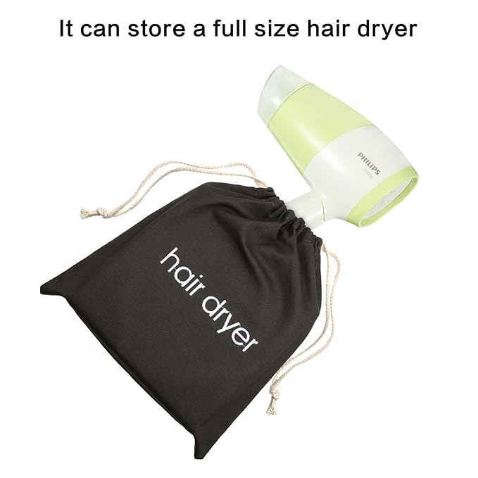 Hair Dryer Bags Drawstring Bag Hairdryer Container, 11.8 by 13.8 Inch(Cotton,Gray)