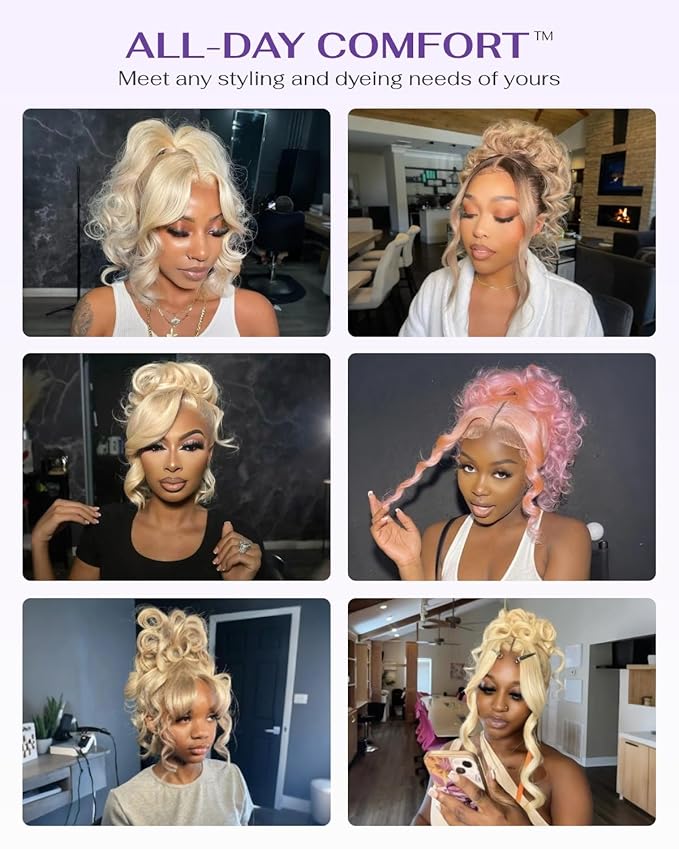 Hidden Strap Body Wave 360 613 Lace Front Wig Human Hair Glueless Wigs Human hair Pre Plucked Pre Bleached 180% Density Blonde Wig With Drawstring HD Full Lace Human Hair Wigs 22Inch