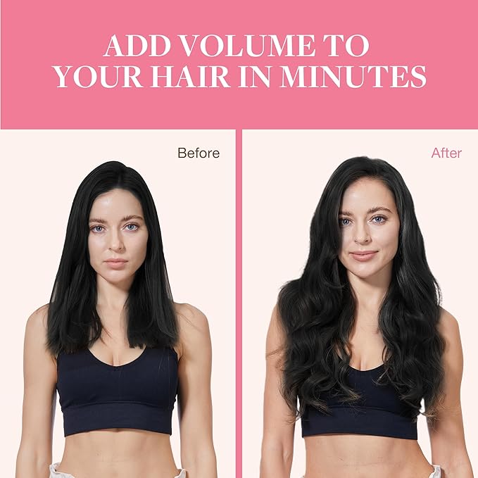 GOO GOO Clip in Hair Extensions Real Human Hair, Remy Human Hair Extensions Clip ins for Women, Natural Human Hair, 24inch 240g 9Pcs, #1 Jet Black