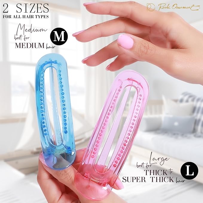 RC ROCHE 6 Pcs Flat Claw Hair Clips for Women Alligator French Barrette Long Thick Hair Duckbill Curved No Slip Grip Lay Flat Side Slide Firm Classic Styling, Large Transparent Multicolor