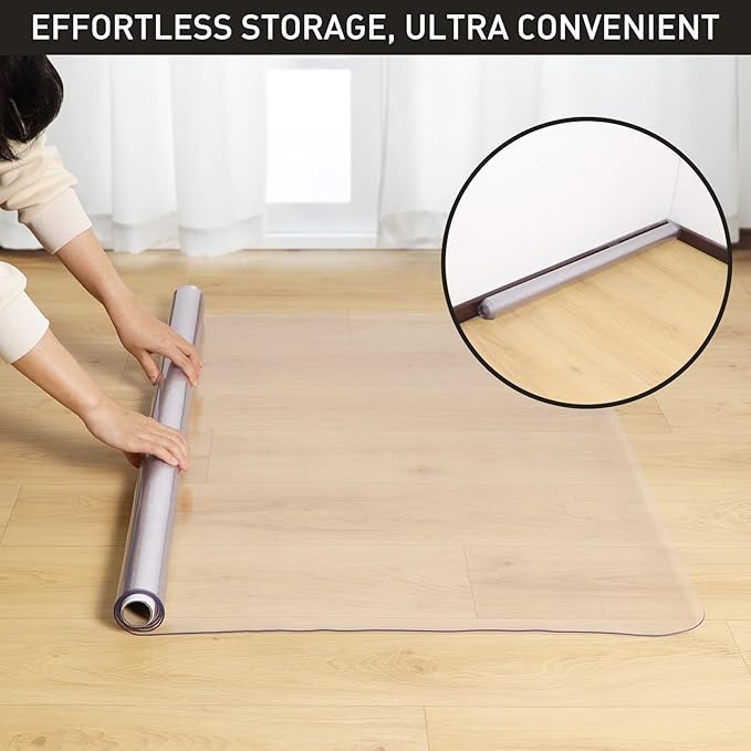 3'x6' Vinyl Runner Rug for Hallway, Clear Waterproof Kitchen Mat for Floor, Non-Slip Plastic Floor Mat for Entryway, Easy Clean Durable Area Mat for Bedroom, Laundry Room