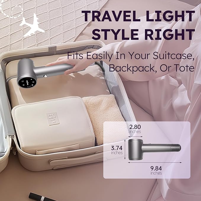 Hair Dryer, Professional 600 Mmillion Ionic Hair Dryer for Women, Men, Travel, Salon, Fast Drying, Low Noise, Lightweight, Mini Hair Blow Dryer Without Heat Damage for Fine Hair(Slive)