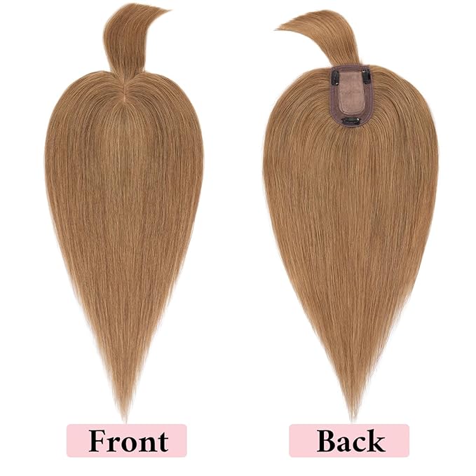 SEGO 100% Real Human Hair Toppers, with Air Bangs, Silk Base 150% Density, Clip in Topper, 2.7”x5.1”, HairPieces for Women, with Thinning/Hair Loss Cover Gray