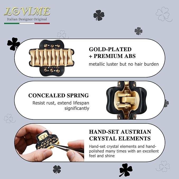 2026 Premium Durable Hair Claw Clip for Women, Original Italian Designed Strong Grip Hair Clips for Normal Fine Thin Hair, No Slip Jaw Clips with Gift Box for Christmas Birthday Girls, 1.2 Inch Black