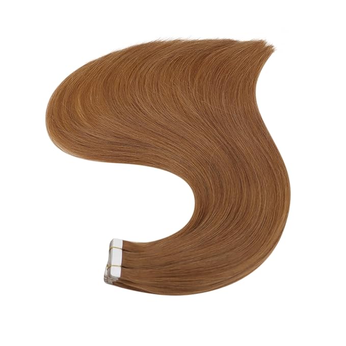 Full Shine Tape in Hair Extensions Human Hair Color 330 Copper Brown Tape in Extensions Human Hair Orange Seamless Skin Weft Invisible Extension for Women Add Length 22Inch 50G 20Pcs