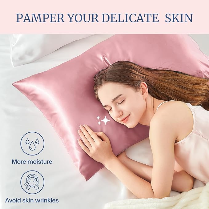 BEDELITE Satin Pillowcase for Hair and Skin, Super Soft Similar to Silk Pillow Cases 4 Pack with Envelope Closure, Cooling Pillowcases for Women Men (20"x30" Queen Size, Nostalgia)
