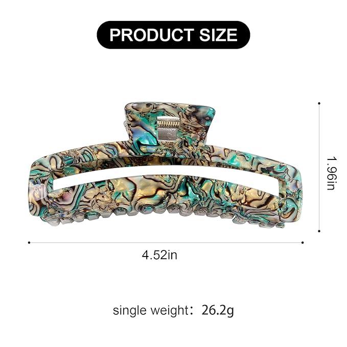 Jayongnee Large Rectangle Non-Slip Hair Clips for Women and Girls - Strong Hold Jaw Clamps for Thin/Medium Thick Hair