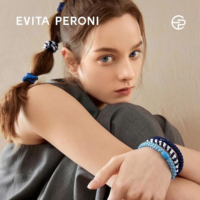 EVITA PERONI 12 Pcs Hair Ties, High Elastic Ponytail Holders, Hair Ties No Damage for Thick Curly Hair Women Men (Ocean Blue)