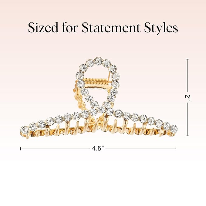Kitsch Gold Loop-Shaped Hair Clip for Women with Rhinestones - Durable Metal, Strong Hold, & Elegant | Gold Hair Accessories | Ideal Gifts for Women - 1pc