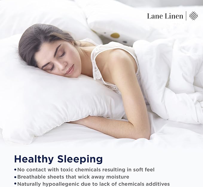 Lane Linen 100% Organic Cotton Pillow Cases Standard Size Set of 2 (20"x26") - Cotton Pillowcases Standard Size - Soft Light Blue Pillow Cases Set of 2 - Standard Pillow Case Pack of 2 - Cool Blue