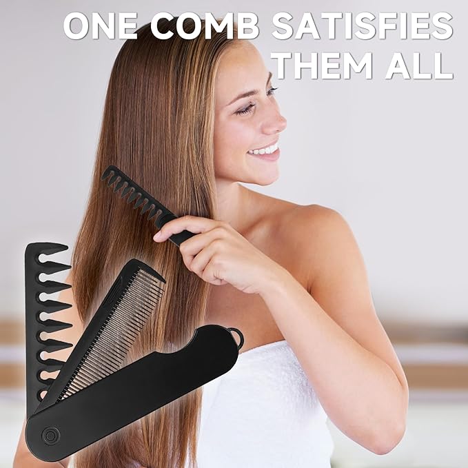 Texture Comb for Men, Voluminous Wide Tooth Comb for Fluffy & Textured Hairstyles