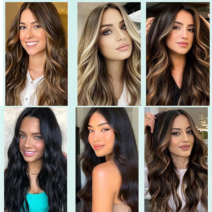 Balayage Clip in Hair Extensions Real Human Hair Straight Brazilian Human Hair Clip in Extensions, Natural Soft Human Hair, 8Pcs 120g, 18inch #1B/6/1B Balayage Natural Black to Chestnut Brown