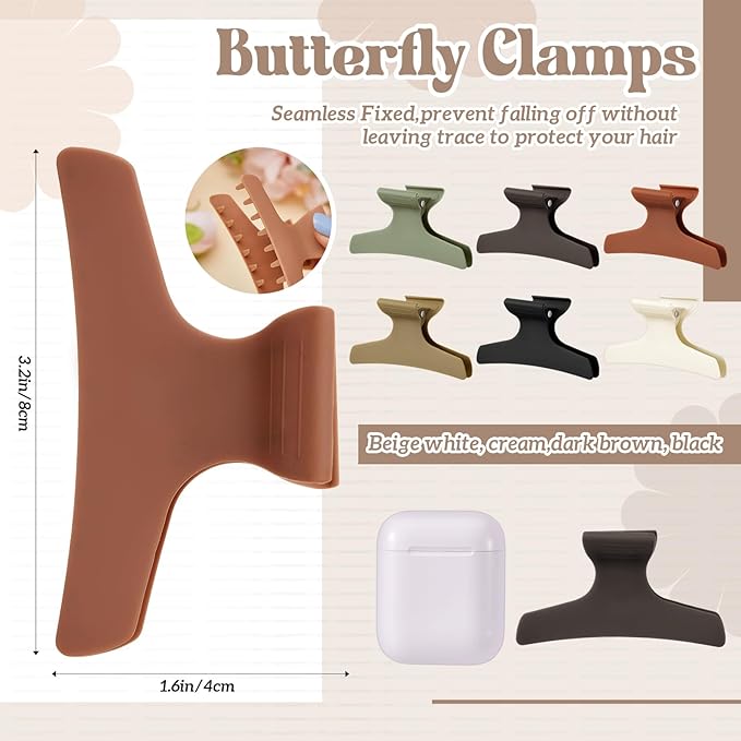 Batiyeer 12 Pcs Butterfly Hair Clips for Styling Sectioning Hair Clips for Women Butterfly Clamps Non Slip Claw Salon Section for Cutting Styling Coloring Thick Thin(Morandi Color)