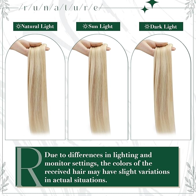 RUNATURE Blonde Clip in Hair Extensions Real Human Hair, Real Human Hair Clip in Extenisons for Women, Straight Natural Hair 18 Inch 50g 3pcs, #18P60 Ash Blonde Highlights