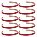 Wecoe Red Narrow Satin Headbands, 10pcs Non Slip Fashion Hair Bands for Women' Hair - Holiday & DIY Accessories