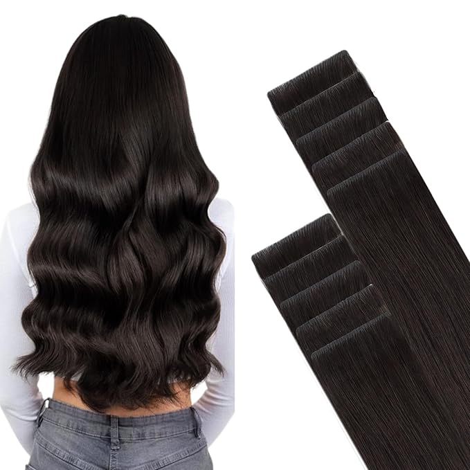 GOO GOO Invisi Edge Tape in Hair Extensions Human Hair, 2 Dark Brown, 10pcs 24inch 30g, Virgin Remy Hair, Seamless Injected Tape, Natural Look
