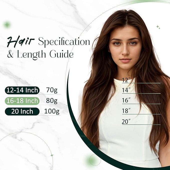 RUNATURE Invisible Wire Hair Extensions Brown 18 Inch 80g One Piece Fish Line Hair Extensions Real Human Hair Straight Smooth Hair No Shedding Easy to Install #4