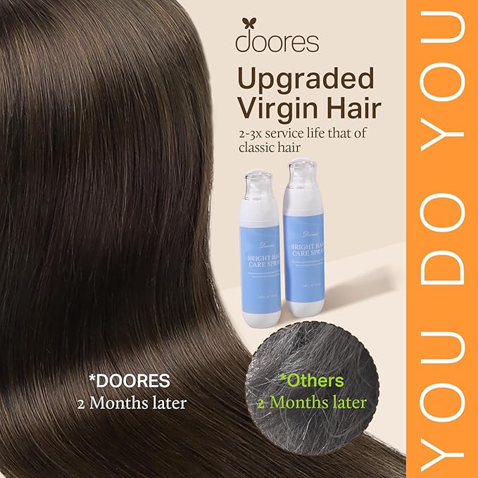 DOORES Seamless Clip in Real Human Hair Extensions, Light Dark Brown 20 Inch 7pcs 110g, Clip in Hair Extensions Skin Weft Long Straight Remy Invisi Edge