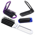 4 Pack Folding Travel Hair Brush with Mirror, Mini Foldable Hairbrush, Portable Pocket Comb with Mirror for Women Girls - Compact Design, Perfect for Travel, Purse, Gym Use - 4 Colors