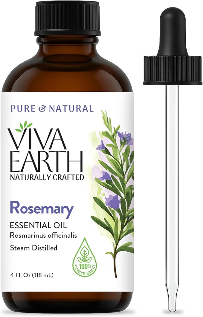 Rosemary Essential Oil – Pure and Natural Steam-Distilled Herbaceous Aroma for Diffusers, Hair and Scalp Blends, DIY Beauty, Soap, Candle Making, and Laundry Dryer Balls – with Glass Dropper, 4 oz