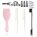 Hair Brush Set, Professional Styling Tools with Combs and Accessories, Pink, Gift Box Included (Pink Brush+Black Brush)