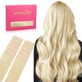 WENNALIFE Tape in Hair Extensions Human Hair Platinum Blonde Tape in Extensions, 10pcs 20g 10 inch Remy Invisible Tape Ins Straight Soft Real Human Hair Tape in Extensions Refill Set Extensions