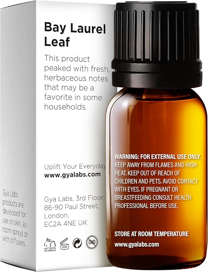 Gya Labs Bay Leaf Essential Oil - 0.34 Fl Oz - for Hair, Skin, Diffuser, Aromatherapy & DIY Candle Making Scent