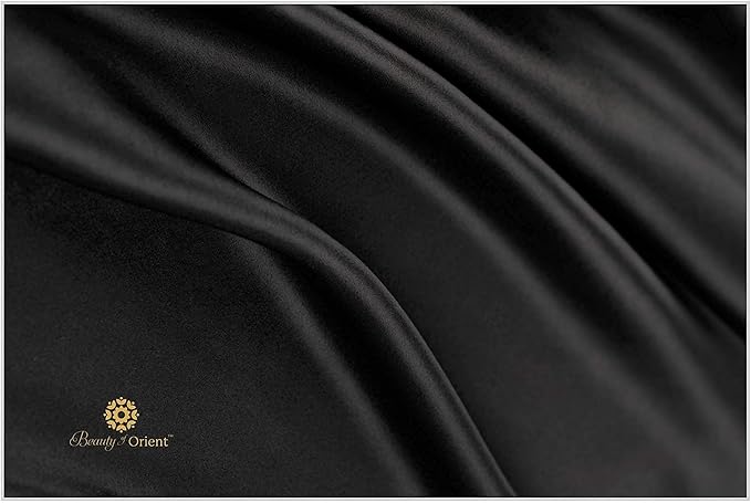 25 Momme Premium Mulberry Black Silk Pillowcase for Hair and Skin | Handcrafted Hypoallergenic & Anti-Acne Silk Pillow Cases with Zipper | Queen - 20" x 30", Midnight