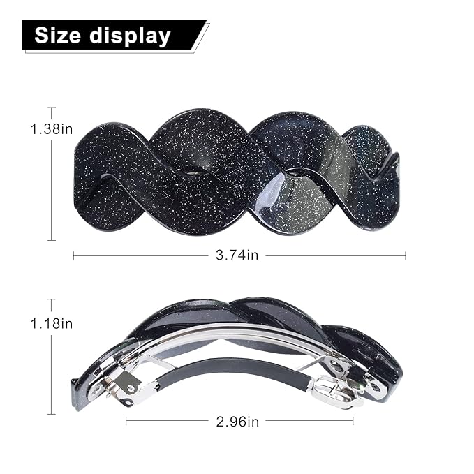 Large Hair Barrettes for Women Beautiful Lines Simple Retro Classic Snap French Hair Clips Fashion Hair Accessories for Women Thick Hair 3 Pcs