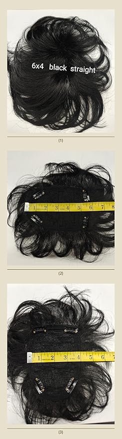 H&Bwig Men Short Toppers Hairpiece Clip in Hair Extensions for Covering balck Hair Toupee(Customize)