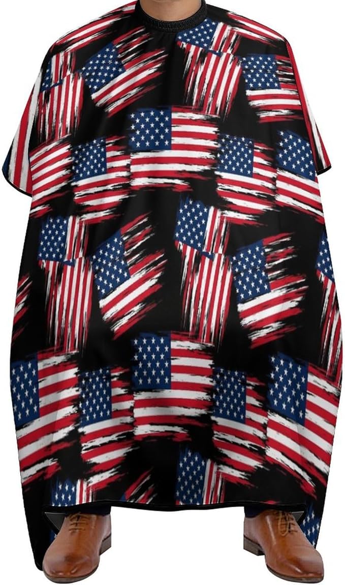 Extra Long Professional Salon Cape, Cool American Flag Apron Haircuting Salon Cape Gown for Hair Cutting Styling