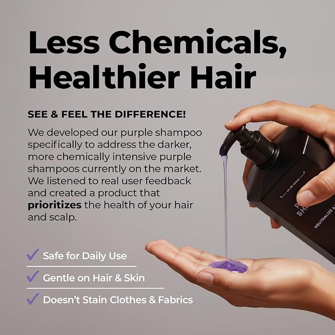 Purple Shampoo and Conditioner for Blonde Hair Women & Men – Blonde & Silver Hair Toning – Anti-Brass Sulfate Free Shampoo and Conditioner 8oz