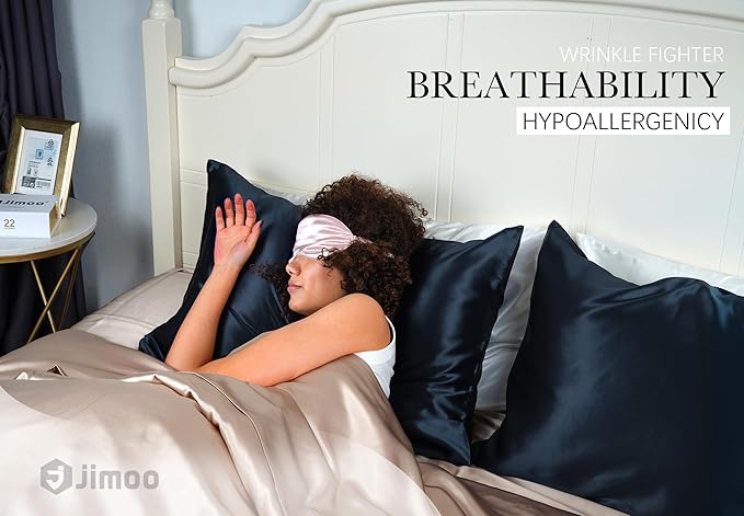 Natural Silk Pillowcase for Hair and Skin with Hidden Zipper, 22 Momme, 600 Thread Count 100% Mulberry Silk Pillowcase, Soft Smooth Both Sided Silk Pillow Cover(Navy Blue, King 20 inch X 36 inch ,1pc)