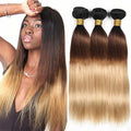 30 32 34 Inch 27 Human Hair Bundles Ombre Blonde Straight Bundle 3 Tone Brown And Honey Blonde Bundles Grade 8A Peruvian Virgin Remy Bundle Hair Extensions
