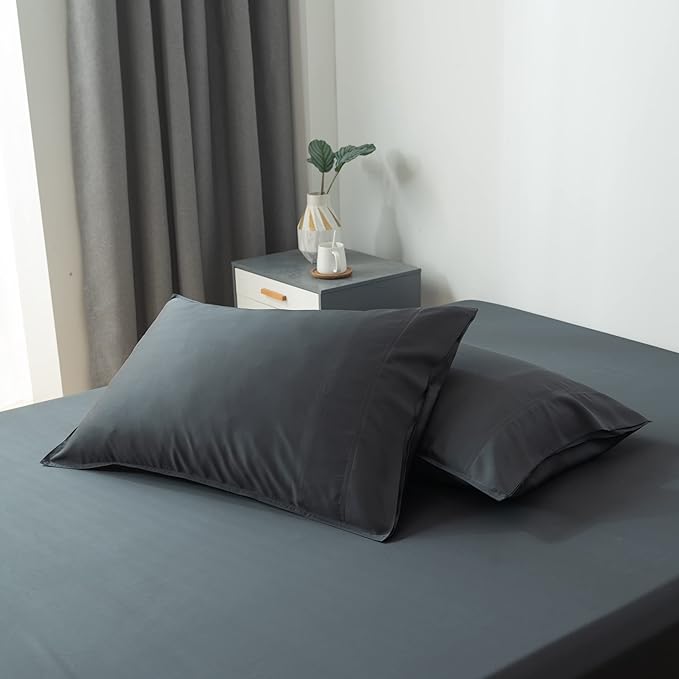Bella Coterie | Luxury Bamboo Viscose Queen Size Pillowcase Set | 100% Organically Grown | Ultra Soft | Cooling | 2 Pcs [Charcoal Grey]