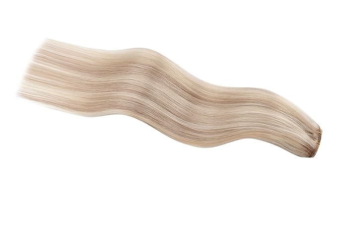 Full Shine Ash Blonde Hair Extensions 3 Pcs 60 G Highlight Ash Blonde Human Hair Clip in Extensions 12 Inch Clip in Human Hair Extensions for Highlights