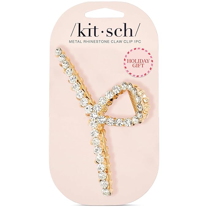 Kitsch Gold Loop-Shaped Hair Clip for Women with Rhinestones - Durable Metal, Strong Hold, & Elegant | Gold Hair Accessories | Ideal Gifts for Women - 1pc