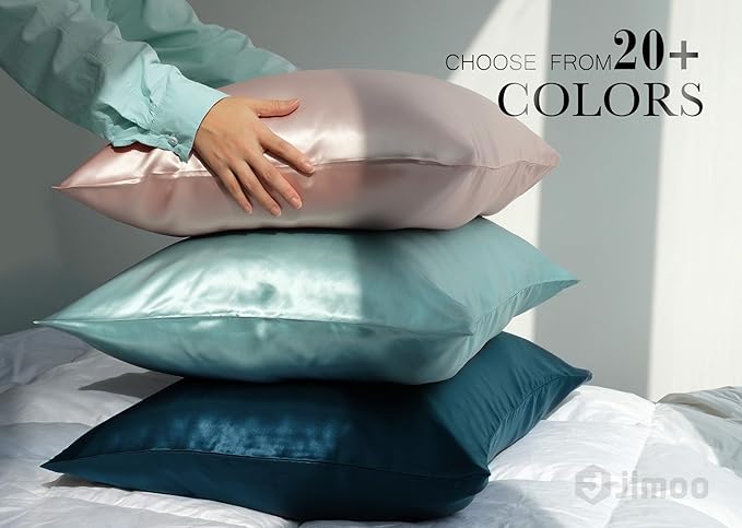 100% Mulberry Silk Pillowcase for Hair and Skin, 22 Momme Pure Natural Silk Pillow Case Both Sided with Zipper, Pillow Cover for Women Mom Men (Ivory White, King 20''×36'', 2 Pack)