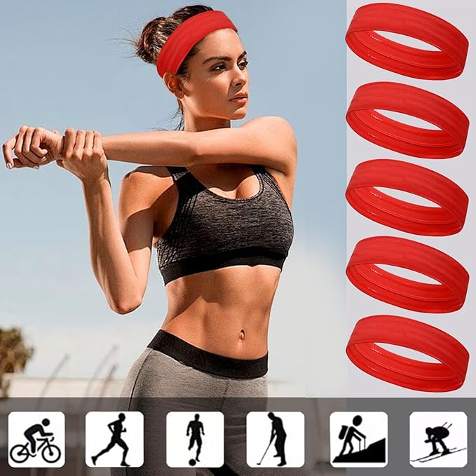 Workout Headbands Non Slip Headband Sport Headbands Sweatbands Elastic Sport Hair Bands for Sports Travel Indoor Fitness Gym