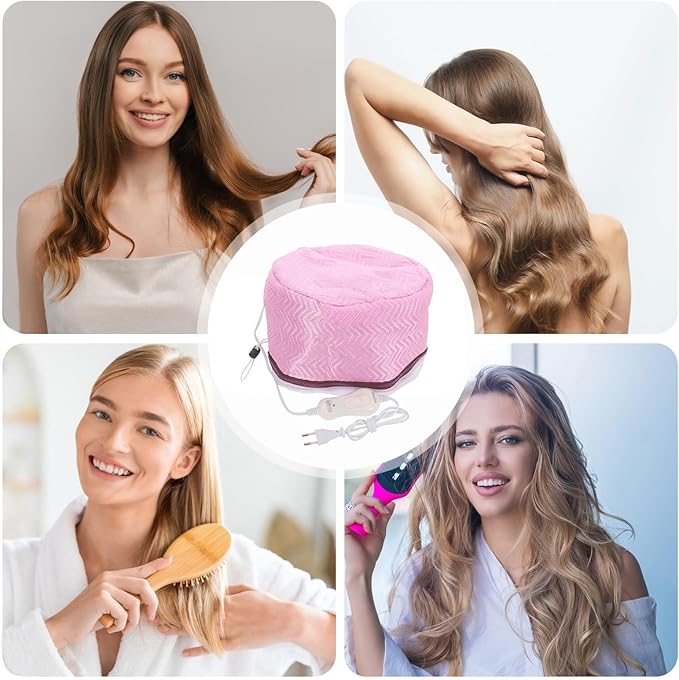 Steamer Hair, 2 Level Heat Electric Drying Hood, Portable Hair Heat Cap with Adjustable Temperature for Deep Conditioning, Home Spa Salon Professional Styling for Women Girls Care