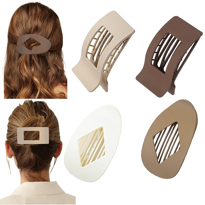 Flat Hair Clips for Woman,4PCS French Flat Hair Claw Clips,Matte No-Slip Hair ClipDuckbill Hair Clips for Thick and Thin Hair,Strong Hold Barrettes