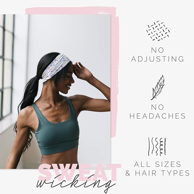 Maven Thread 4" Wide Workout Headbands for Women (2 Pack) – Non-Slip Sweatbands for Gym, Running & Yoga