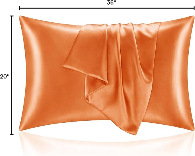 BEDELITE Satin Pillowcase for Hair and Skin, Super Soft and Cooling Similar to Silk Pillow Cases 2 Pack with Envelope Closure, Gift for Women Men(20"x36" King Size, Burnt Orange)