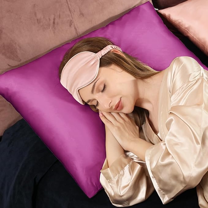Adubor 100% Silk Pillowcase - Mulberry Silk Pillow Cases, 23 Momme 6A Grade Fibers, Silk Pillow Case for Hair and Skin Health, with Hidden Zipper (King 20''×36'', Dark Purple, 1PC)