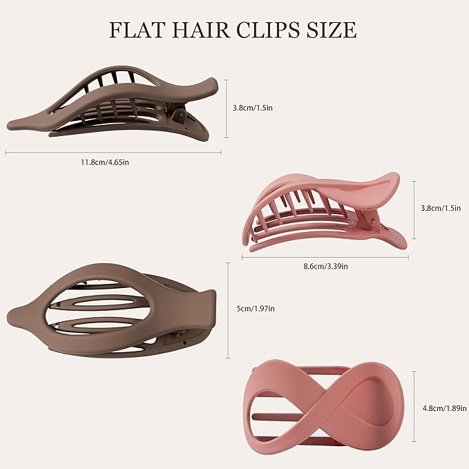 8 PCS Flat Hair Clips for Women French Matte Flat Claw Clips for Thick & Thin Hair No-Slip Hair Barrettes, Strong Hold Styling Accessories